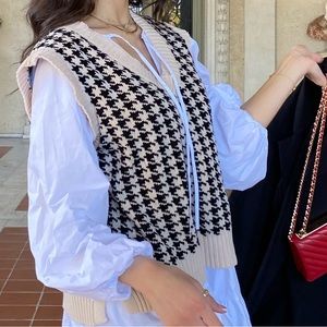 Houndstooth sweater vest